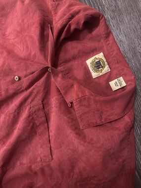 Pusser's West Indies Red Floral Silk Cotton Short Sleeve Button-Up Shirt L Men’s